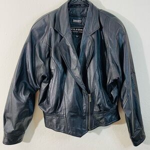 Vintage Wilsons Leather Long Sleeve Cropped Moto Jacket M Pockets Thinsulate